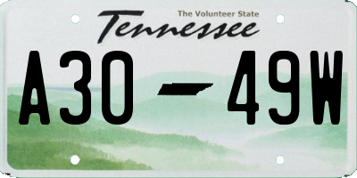 TN license plate A3049W