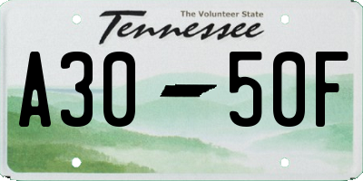 TN license plate A3050F