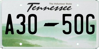 TN license plate A3050G