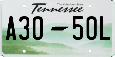 TN license plate A3050L