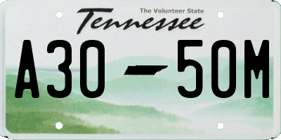 TN license plate A3050M
