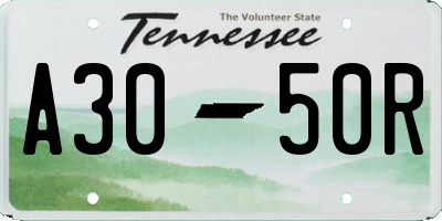 TN license plate A3050R