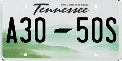 TN license plate A3050S