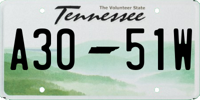 TN license plate A3051W