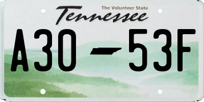 TN license plate A3053F