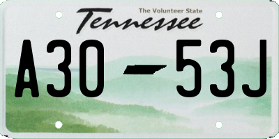TN license plate A3053J