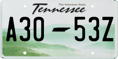 TN license plate A3053Z
