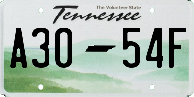 TN license plate A3054F