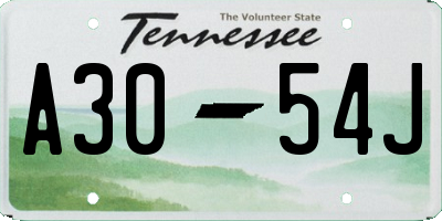 TN license plate A3054J