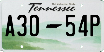 TN license plate A3054P