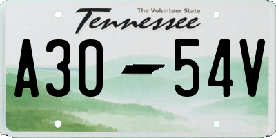 TN license plate A3054V