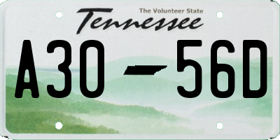 TN license plate A3056D