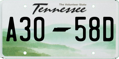 TN license plate A3058D
