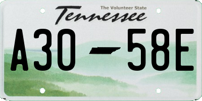 TN license plate A3058E