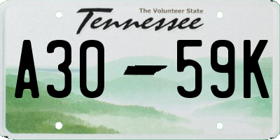 TN license plate A3059K