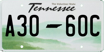 TN license plate A3060C
