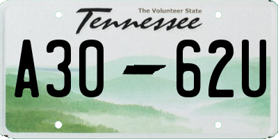 TN license plate A3062U