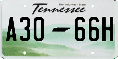 TN license plate A3066H