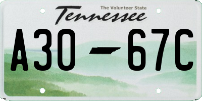 TN license plate A3067C