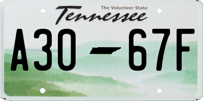TN license plate A3067F
