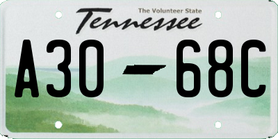 TN license plate A3068C