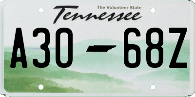 TN license plate A3068Z