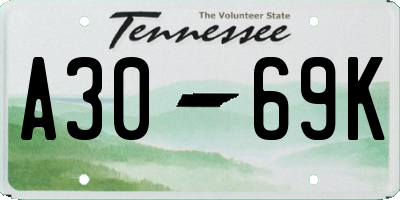 TN license plate A3069K
