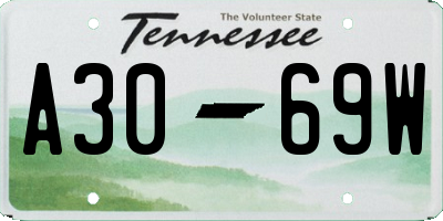 TN license plate A3069W