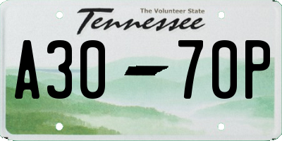 TN license plate A3070P