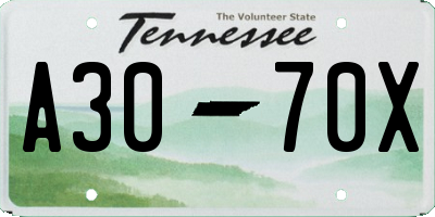 TN license plate A3070X