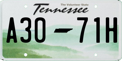 TN license plate A3071H