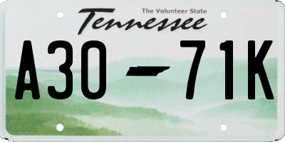 TN license plate A3071K