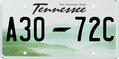 TN license plate A3072C