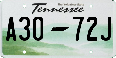 TN license plate A3072J