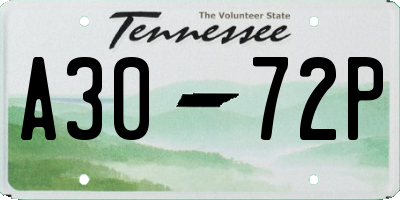 TN license plate A3072P