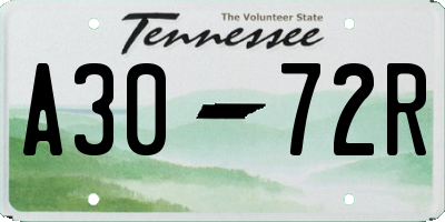 TN license plate A3072R