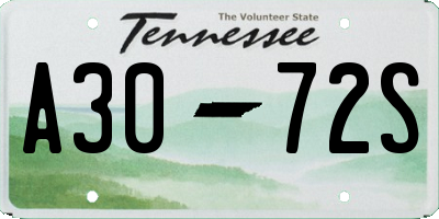 TN license plate A3072S
