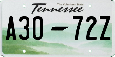 TN license plate A3072Z