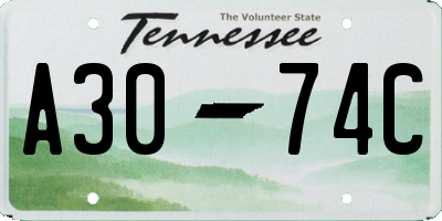 TN license plate A3074C