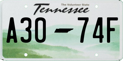 TN license plate A3074F