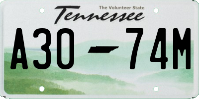 TN license plate A3074M