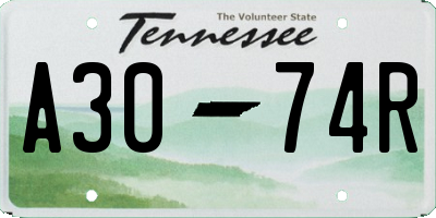 TN license plate A3074R