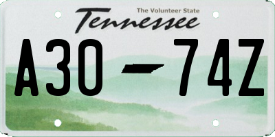 TN license plate A3074Z