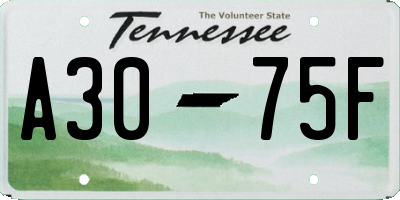 TN license plate A3075F