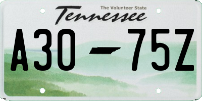 TN license plate A3075Z