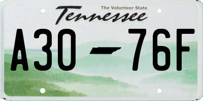 TN license plate A3076F