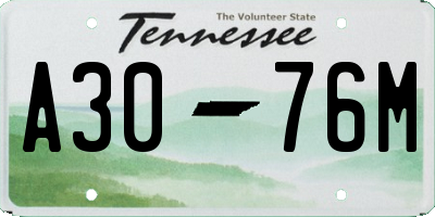 TN license plate A3076M