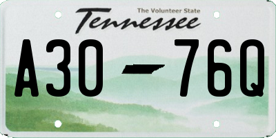 TN license plate A3076Q