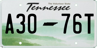 TN license plate A3076T