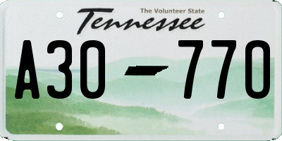 TN license plate A3077O